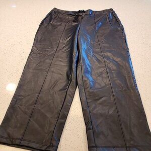Simply Vera Wang Vegan Leather Pants XL Black Elastic Tie Waist.